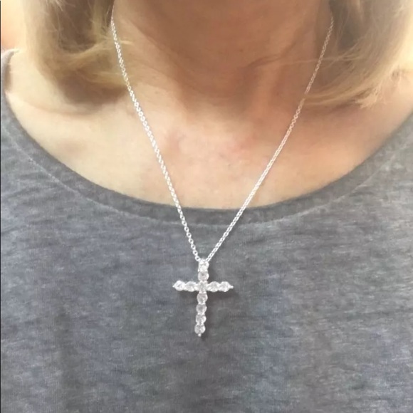 .925 Sterling Silver Crystal Cross - Picture 5 of 5
